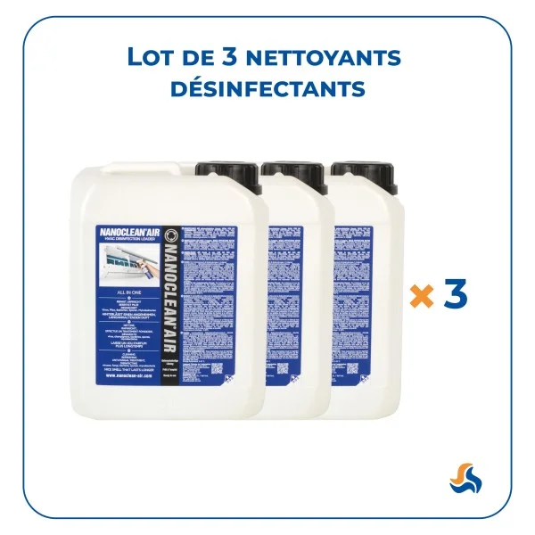 Pack 3×5L nettoyant climatisation désinfectant – NANOCLEAN AIR | Climservice.fr